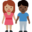 woman and man holding hands, medium skin tone, dark skin tone